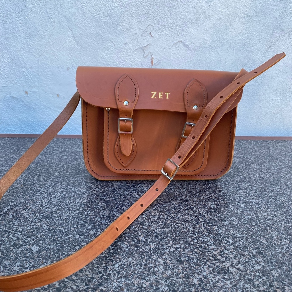 The Cambridge Satchel Company X Zet Brown Leather Messenger Crossbody
